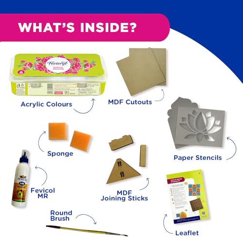 Fevicryl Festive Backdrop Kit - DIY Decor kit - (2ft x 2ft) pre-Cut MDF Board, Acrylic Colours, Stencils & a Guide | Unique Decoration Item | Perfect for Festive Gifting. - Image 2