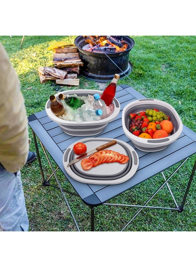 Seropy Collapsible Wash Basin, 7.5L Dish Tub Sink Basin Folding Dish Pans for Kitchen Sink, 2-in-1 Dishpan + Cutting Board, Portable Sink Dish Basin for Camping BBQ Prep Tub Washing Bin Bucket for Cleaning - Image 3