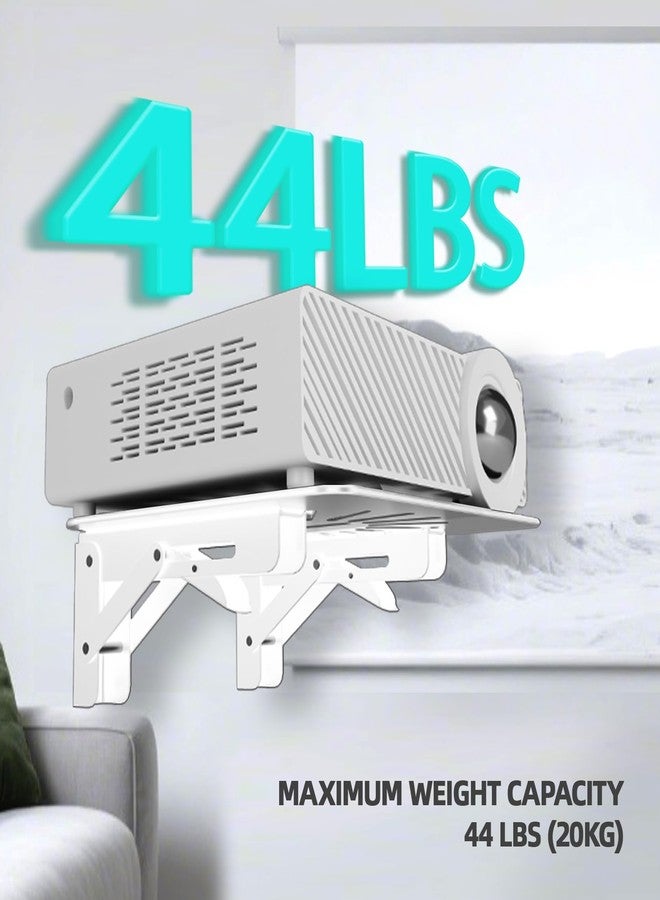 HISUNSING Mini Projector Shelf for Wall/Modem Shelf/Router Shelf/Router Mount/Cable Box Mount, Projector Wall Mount Shelf Aluminum Alloy Max Load Reach up 44lb - White - Image 3