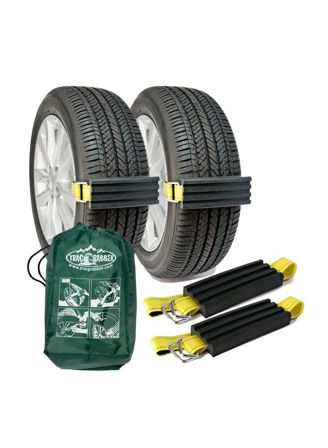 TracGrabber Tire Traction Device for Cars & Small SUVs, Set of 2 - Made in the USA, Anti Skid Emergency Tire Straps to Get Unstuck from Snow, Mud, & Sand - Snow Traction Mat or Tire Chain Alternative - Image 1