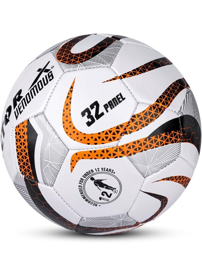 Vector X Venomous Machine Stitched Football – Durable Soccer Ball with Pump for Training & Match Play | Size 5 | White-Orange - Image 4