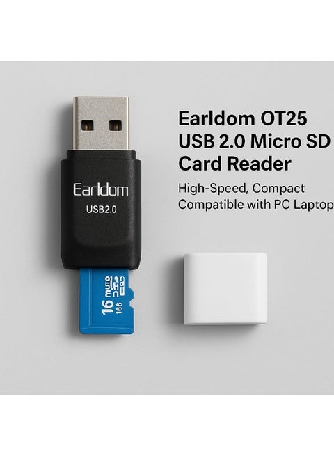 قارئ بطاقات مايكرو SD يو إس بي 2.0 من Earldom OT25 – سريع، صغير، متوافق مع الكمبيوتر واللاب توب