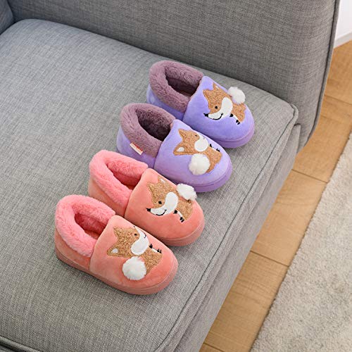 Ainikas Toddler Boys Girls Slippers Fluffy Little Kids House Slippers Warm Cute Animal Home Slipper, Purple 5.5-7 Toddler - Image 4