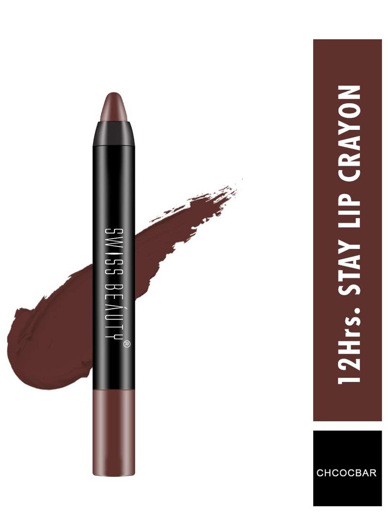 Swiss Beauty Matte Long Lasting Crayon Lipstick Chocobar 3.5G