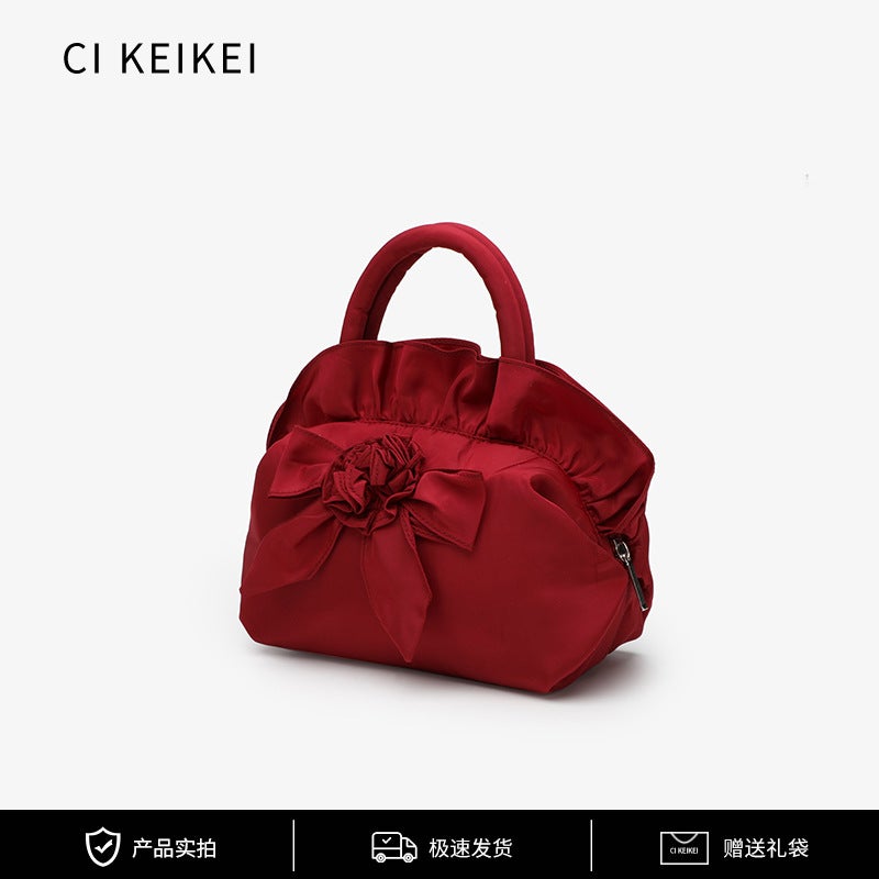 New Women'S Bag Sweet Lady Portable Small Bag Bow Solid Color Women'S Bag Mobile Phone Bag Walking Change Key Bag - Image 4