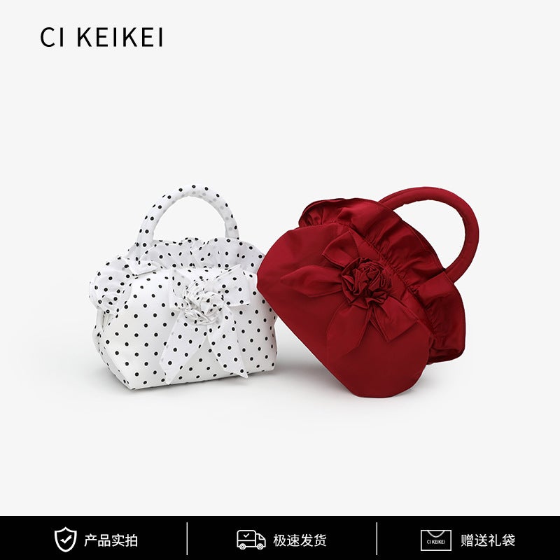 New Women'S Bag Sweet Lady Portable Small Bag Bow Solid Color Women'S Bag Mobile Phone Bag Walking Change Key Bag - Image 3