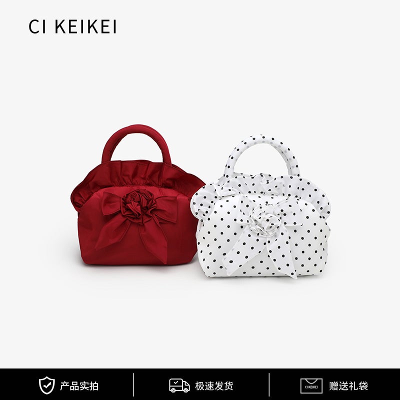 New Women'S Bag Sweet Lady Portable Small Bag Bow Solid Color Women'S Bag Mobile Phone Bag Walking Change Key Bag - Image 2