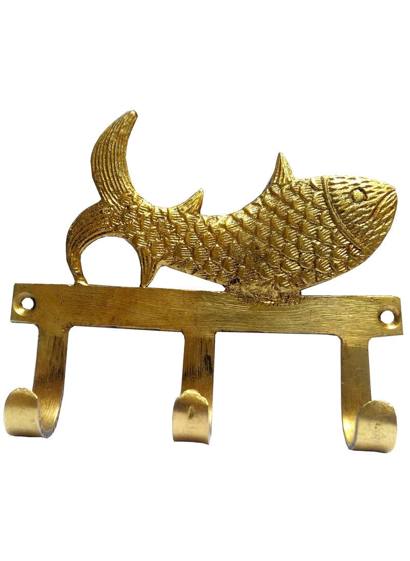 Purpledip Purpledip Brass Wall Hooks Fishy Affair Vintage Design Decorative Hanger 11821  - Image 2