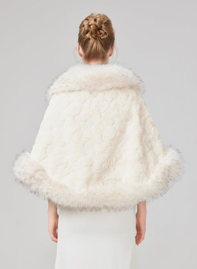 BEAUTELICATE Women's Faux Fur Shawl Warm Stole Wrap Shrug For Winter Wedding Dress Evening Party Plus Size - Image 3