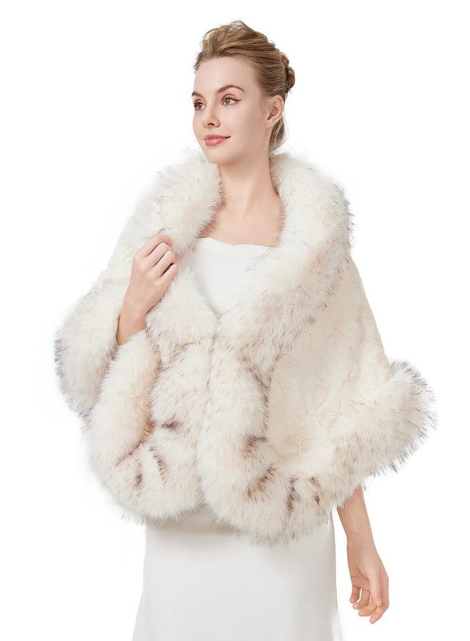BEAUTELICATE Women's Faux Fur Shawl Warm Stole Wrap Shrug For Winter Wedding Dress Evening Party Plus Size - Image 1