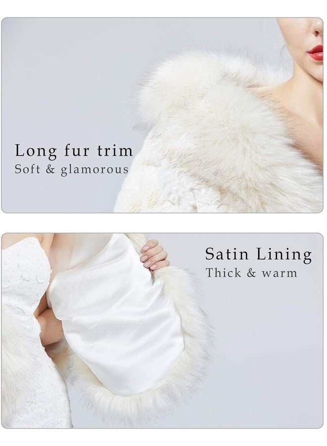 BEAUTELICATE Women's Faux Fur Shawl Warm Stole Wrap Shrug For Winter Wedding Dress Evening Party Plus Size - Image 5