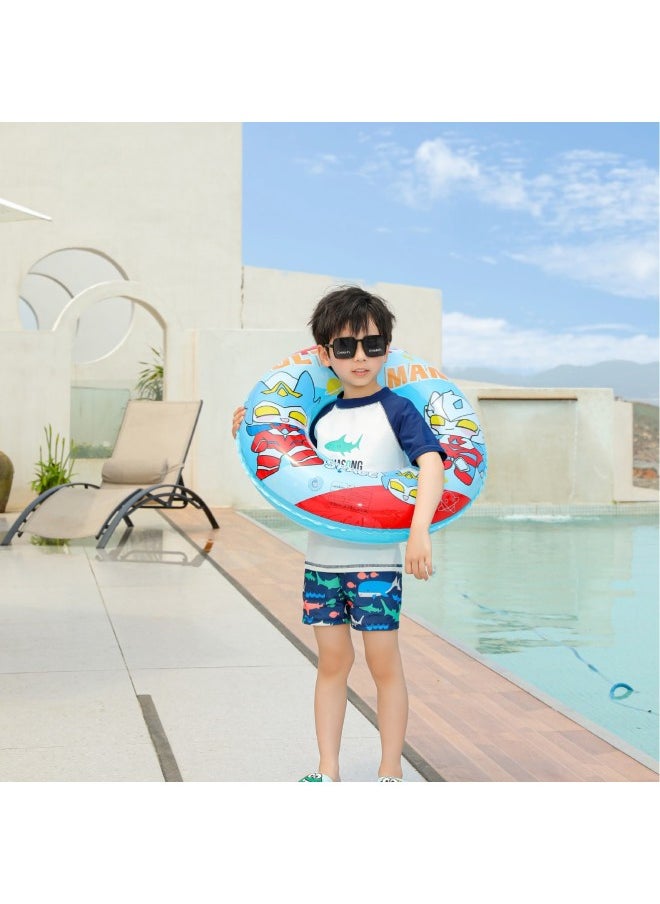 Jialan Children's Swimming Circle Thickened Cartoon Robot Swimming Circle Cute Baby Beginner Children Swimming Underarm Circle-Color:With Handle-robot Whirlwind Model-60#(suitable For 2-4 Years Old Baby)