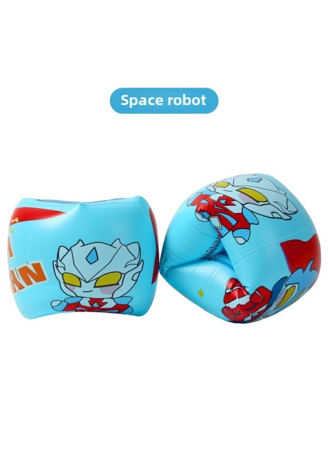 Jialan Children's Swimming Circle Thickened Cartoon Robot Swimming Circle Cute Baby Beginner Children Swimming Underarm Circle-Color:With Handle-robot Whirlwind Model-60#(suitable For 2-4 Years Old Baby)