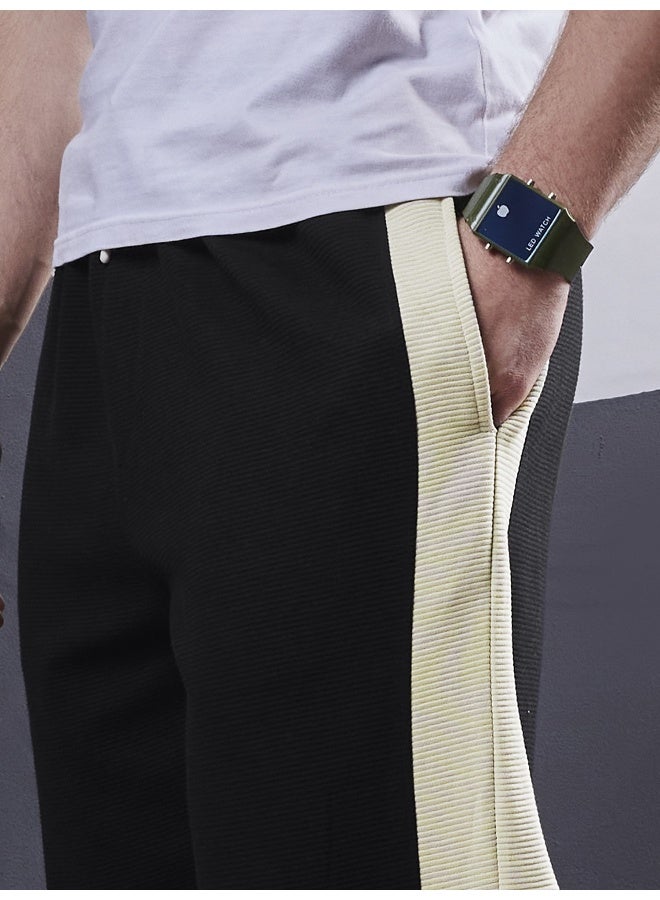 Maniac Maniac Mens ColorBlock Black, Biscuit Loopknit Trackpant  - Image 2