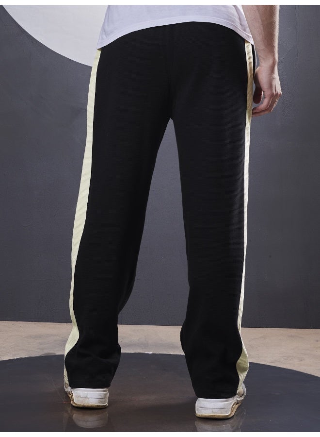 Maniac Maniac Mens ColorBlock Black, Biscuit Loopknit Trackpant  - Image 5