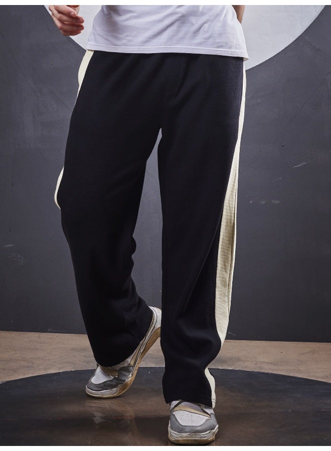 Maniac Maniac Mens ColorBlock Black, Biscuit Loopknit Trackpant  - Image 4