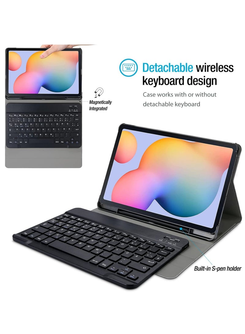 روك بو حافظة لوحة المفاتيح لجهاز Galaxy Tab S6 Lite 10.4 بوصة 2024/2022/2020 غطاء ذكي نحيف وخفيف الوزن مع لوحة مفاتيح لاسلكية لجهاز Galaxy Tab S6 Lite 10.4 بوصة SM-P620 P625 P613 P619 P610 P615 - Image 2