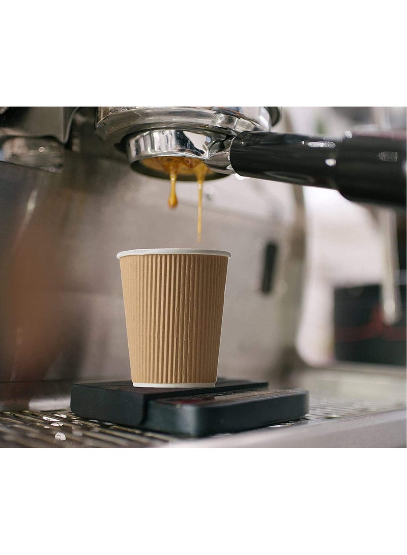 مارك [500 كوب] فناجين قهوة معزولة باللون البني سعة 12 أونصة | أكواب صديقة للبيئة للاستعمال مرة واحدة | أكواب ورقية مموجة للمشروبات الساخنة | كوب شاي - Image 5