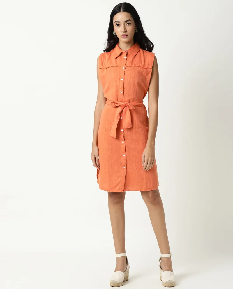 Rareism Women's Linen Shirt Dress