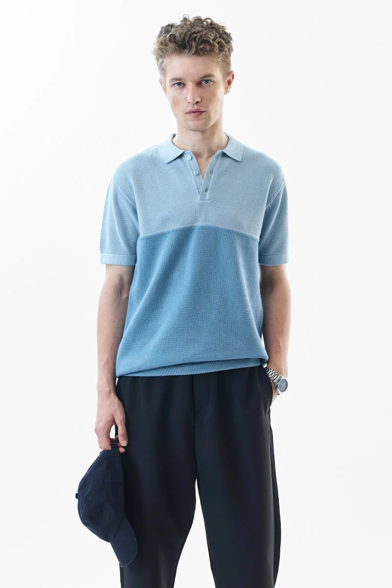 SNITCH Pastel Blue Colour Blocked Half Sleeve Slim Fit T-Shirt