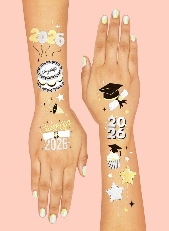 xo, Fetti 2026 Graduation Temporary Tattoos - 48 Foil Styles | New Grad Party Decorations, College Graduate Girls Accessory, High School Senior Gift, Graduation Cap Tassel Decor, Congrats Grad Favor - Image 4