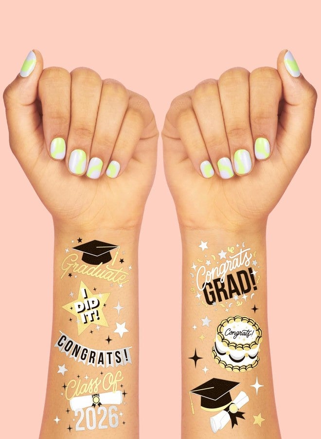 xo, Fetti 2026 Graduation Temporary Tattoos - 48 Foil Styles | New Grad Party Decorations, College Graduate Girls Accessory, High School Senior Gift, Graduation Cap Tassel Decor, Congrats Grad Favor - Image 3