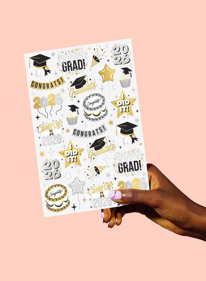 xo, Fetti 2026 Graduation Temporary Tattoos - 48 Foil Styles | New Grad Party Decorations, College Graduate Girls Accessory, High School Senior Gift, Graduation Cap Tassel Decor, Congrats Grad Favor - Image 5