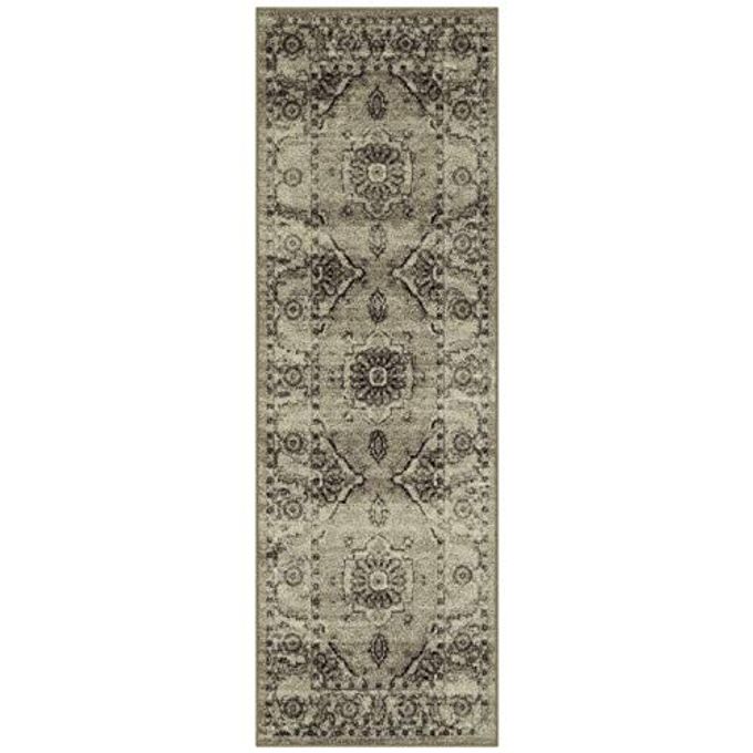 Maples Rugs Distressed Lexington Non Slip Runner Rug For Hallway Entry Way Floor Carpet [Made in USA], 2 x 6, Brown/Neutral - Image 1