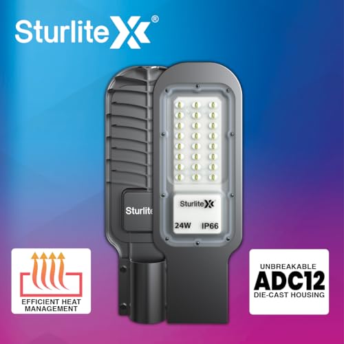 Sturlite Asteor 24W LED Street Light| Cool White 6500K Color Temperature LED Street Lamp| IP66 Waterproof Surge Protection Focus Light for Garage, Parking, Garden, Playground & Sidewalks - (Pack of 2) - Image 4