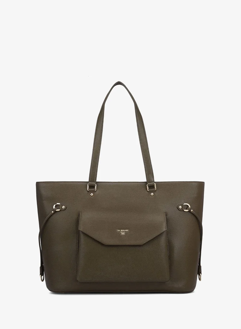 Large Franzy Leather Tote - Military Green