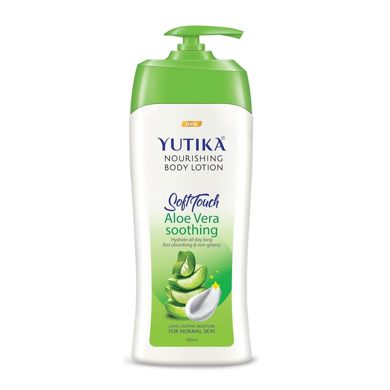 Yutika SoftTouch Nourishing Body Lotion For Women And Men, All Day Long Lasting, Non Greasy, Fast Absorbing Lotion for Dry & Normal Skin (Aloevera, 16.91 Fl Oz)