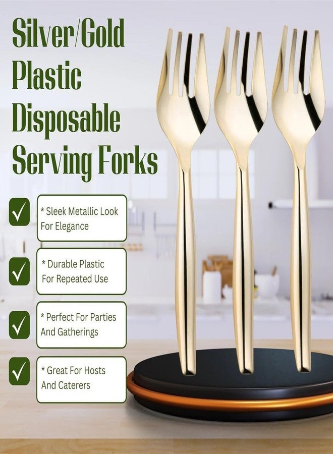 Kaya Elegant Gold Plastic Disposable Serving Forks (Pack of 5) - Premium Quality, Reusable & Heavy-Duty Cutlery for Parties & Events - Image 2