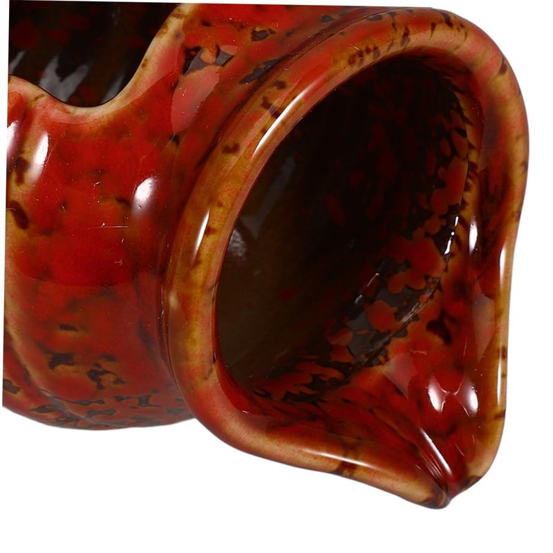 نافورة ماء من جرة خزفية حمراء للديكور الداخلي والخارجي على الطراز الزن، مع ميزة الشلال المؤكسد - Image 3