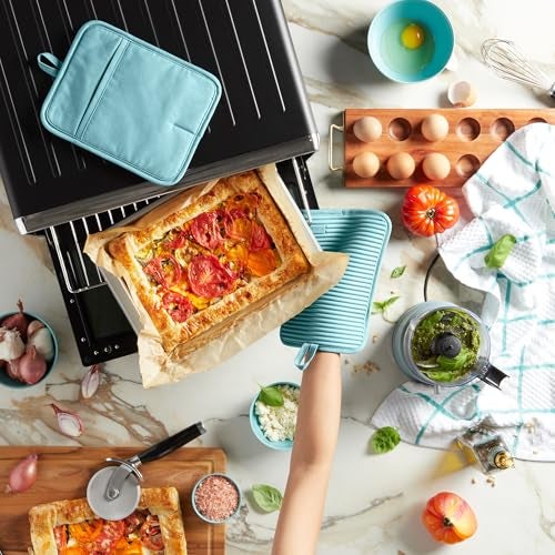 KitchenAid Ribbed Soft Silicone Pot Holder 2-Pack Set, Mineral Water Aqua, 7"x9" - Image 3