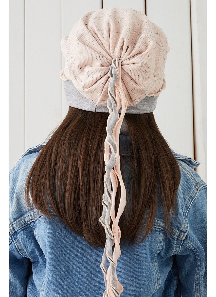 Babygiz Gray Powder Stringed Children's Baby Hat Beanie Soft Cotton Combed Cotton  - Image 2
