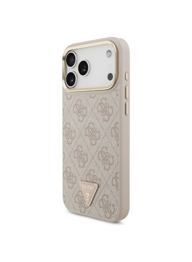 GUESS Guess 4G Triangle Logo & Big Strap Metal Buttons MagSafe case for iPhone 17 Pro Max pink - Image 4