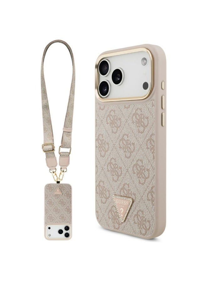 GUESS Guess 4G Triangle Logo & Big Strap Metal Buttons MagSafe case for iPhone 17 Pro Max pink - Image 5