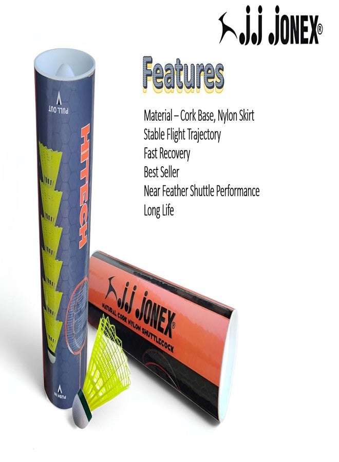 جونيكس كرات الريشة من النايلون من جونكس جي جي هايتك (6 في 1) باللون الأصفر. - Image 3