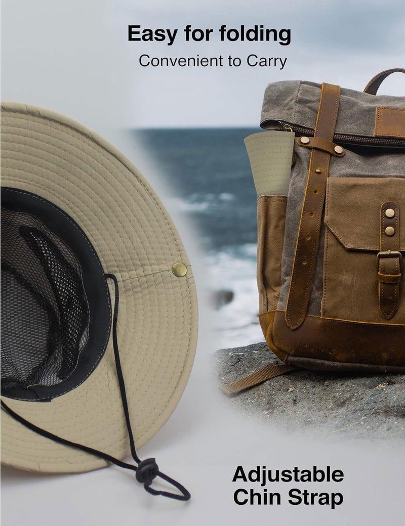 Massmot Polyester Sun Hat for Men, Wide Brim Summer Protection Cap, Round Cap for Men, Beach Fishing Hat for Hiking, Fishing, Gardning, Travel (Khaki) - Image 5