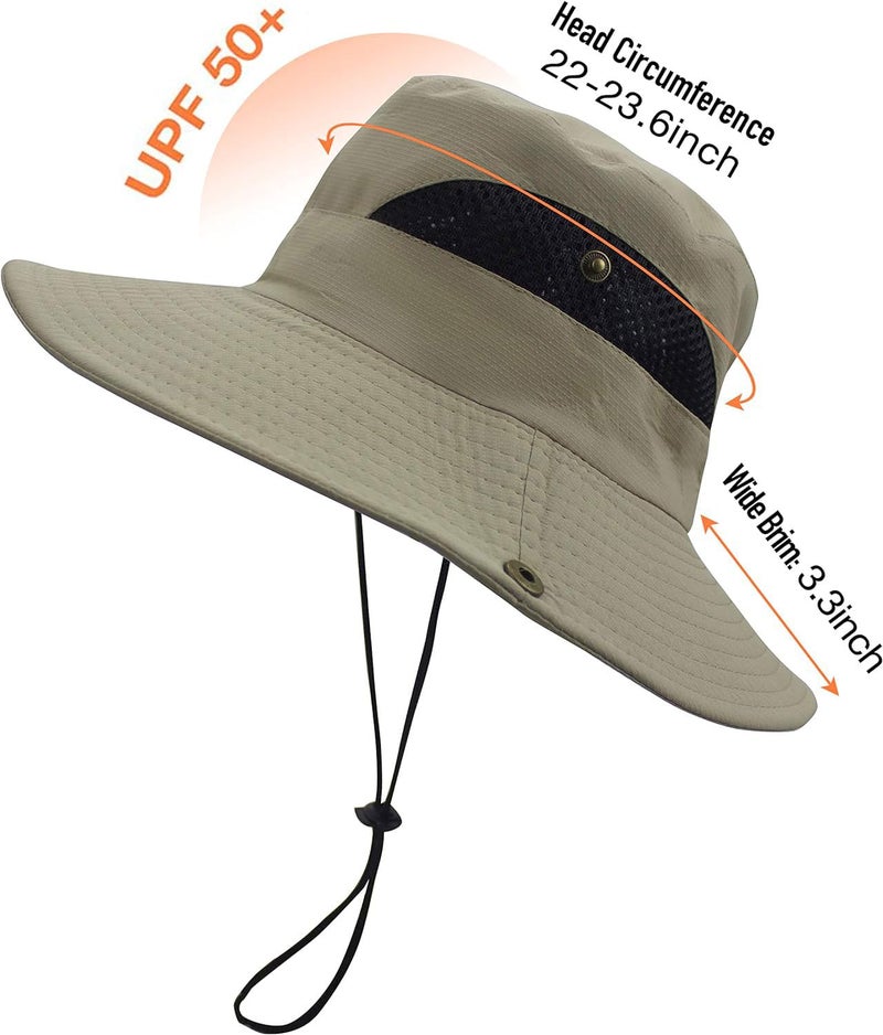Massmot Polyester Sun Hat for Men, Wide Brim Summer Protection Cap, Round Cap for Men, Beach Fishing Hat for Hiking, Fishing, Gardning, Travel (Khaki) - Image 2