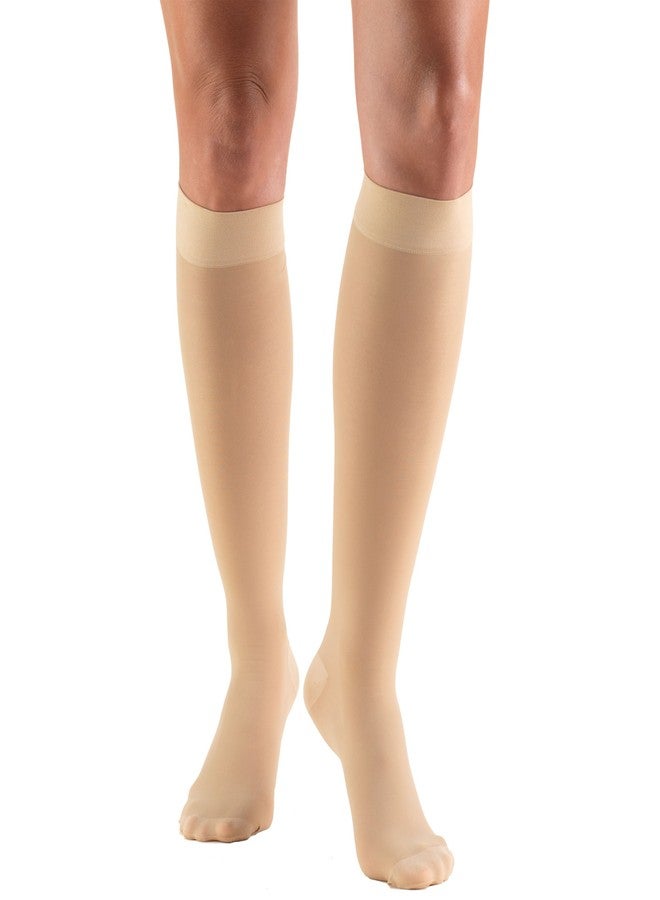 Truform Sheer Compression Stockings, 30-40 mmHg, Women's Knee High Length, 30 Denier, Beige, Small - Image 1