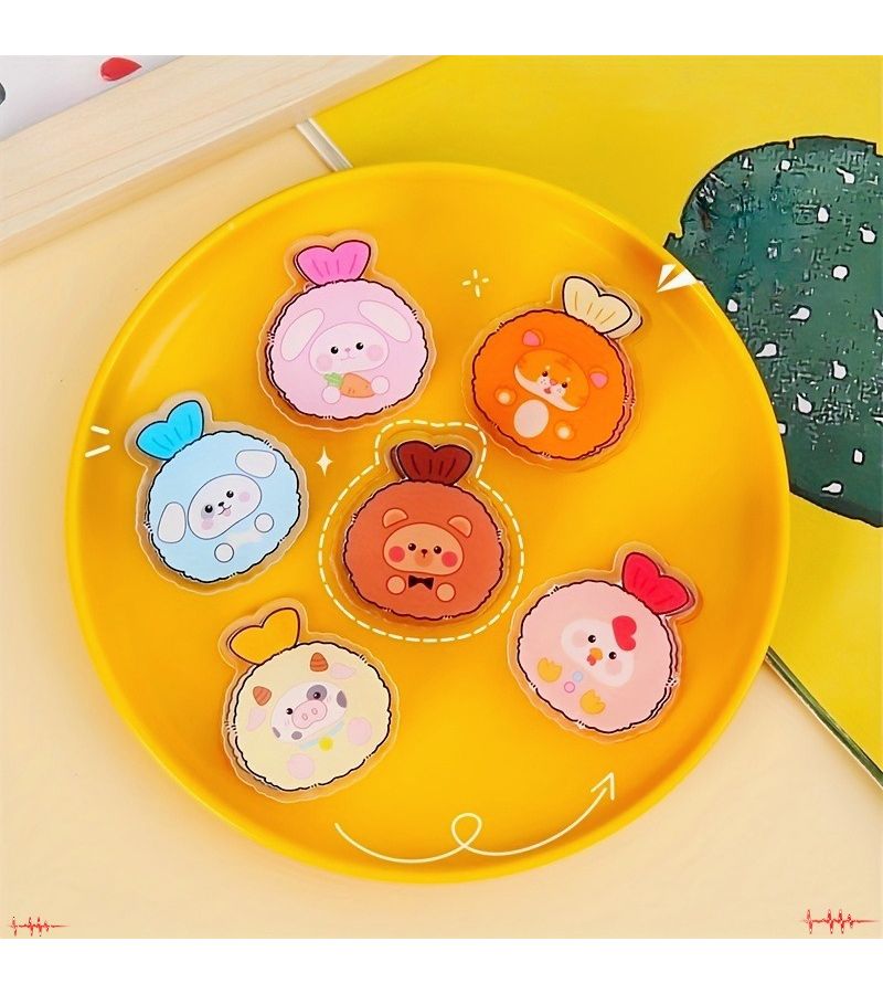 Cartoon Cute Animal PP Double Sided Colorful Shrimp Ball Shaped Student Office Storage Paper Test Note Multi Functional Sealed Clips 5pcs - Image 4