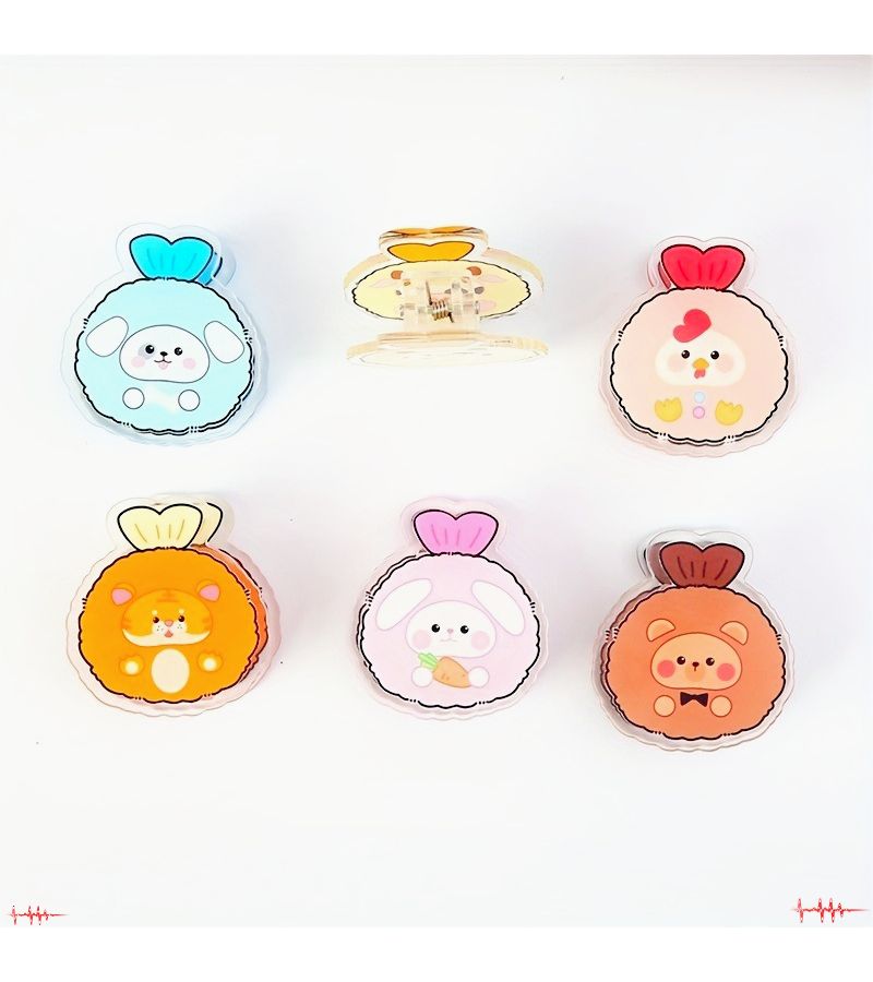 Cartoon Cute Animal PP Double Sided Colorful Shrimp Ball Shaped Student Office Storage Paper Test Note Multi Functional Sealed Clips 5pcs - Image 2