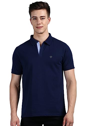 Lux Cozi Men's Pack of 1 Ink Blue Regular Fit Polo Neck Half Sleeve Solid Casual T-Shirt (Size : Medium)_COZI_2121_INKBU_M_1PC - Image 1