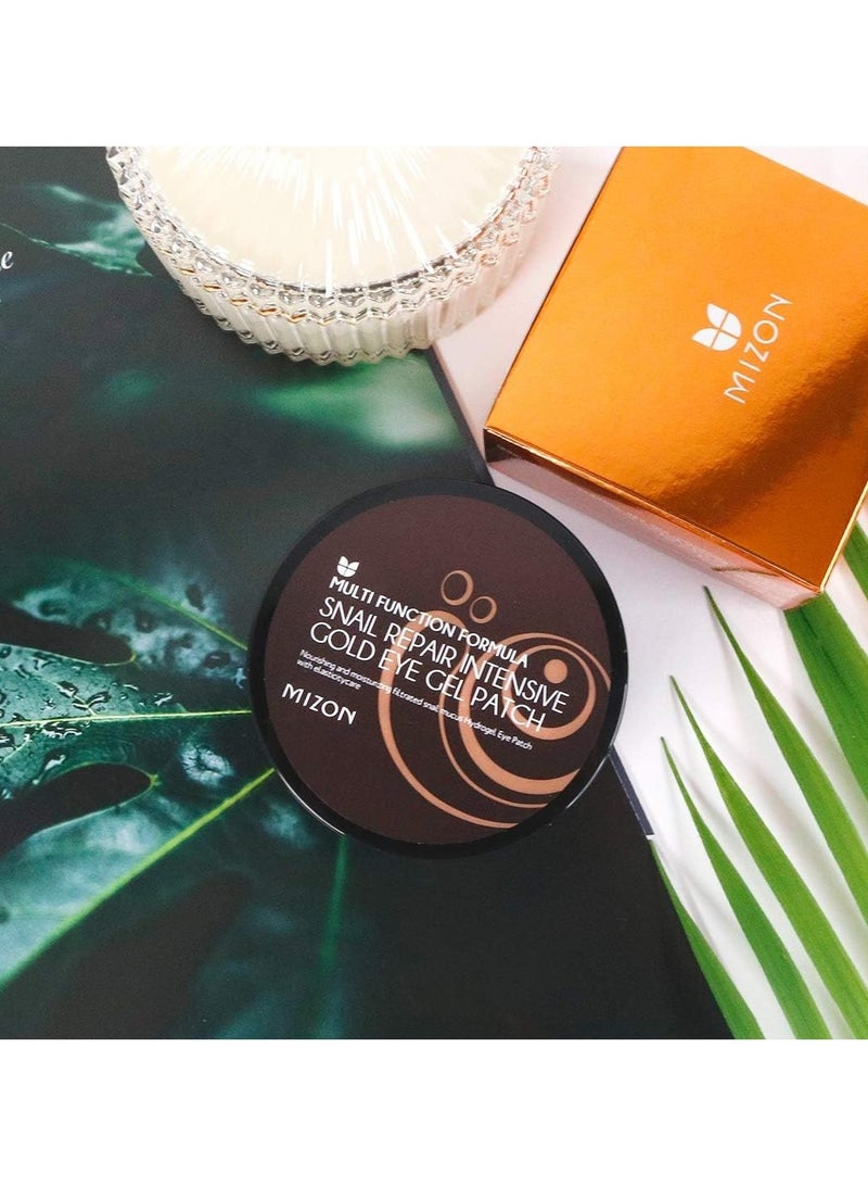 MIZON SNAIL REPAIR GOLD EYE GEL PATCH x 60 Korean skincare 24K Gold Eye Patches Anti Dark Circles and Anti Aging  Snail Mucin Extract Nourishes &Illuminates the under Eye Area - Image 5