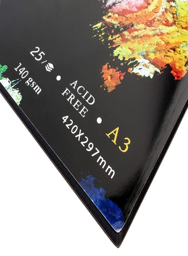 كروم دفتر رسم فني بغلاف مقوى من الكروم، ورق أسود. مقاس A3. ٢٥ صفحة. ١٤٠ غرام/متر مربع - Image 2