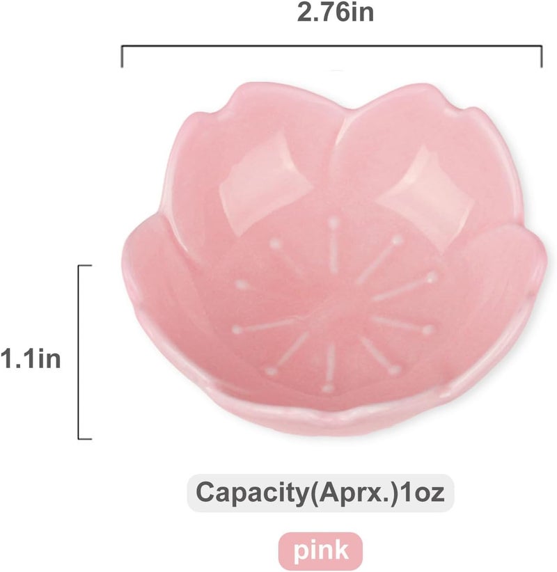 WHJY Pink Cherry Blossom Dish Set Cute Pink Ceramic Plates SauceSeasoning Dish Sushi Dishes Soy Dipping Bowl Dessert Appetizer Plates Serving Dish for Kitchen Home  Set of 5 - Image 2