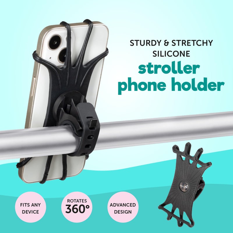 Hoovy Stroller Phone Mount | Silicone Stroller Phone Holder | Cell Phone Holder for Strollers, Shopping Carts, or Handlebars | Phone Holder Mount for Strollers - Image 2