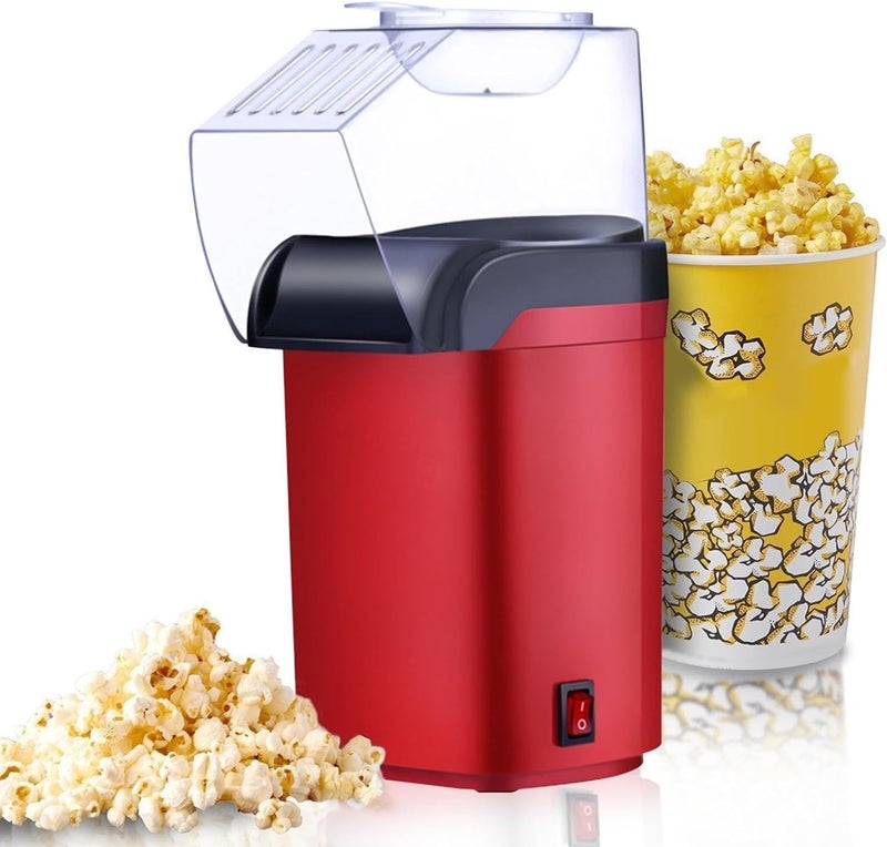 AMINAC Popcorn Maker Popcorn Machine Electric Hot Air, 1200W Home Movie Theater, Oil-Free BPA-Free Pop Corn Snack, Red 220V - Image 1
