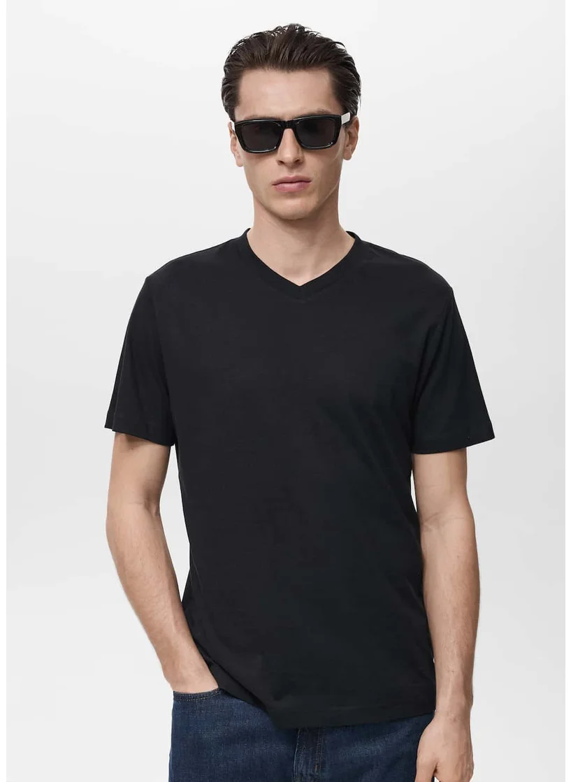 Mango Man Casual V-Neck T-Shirt